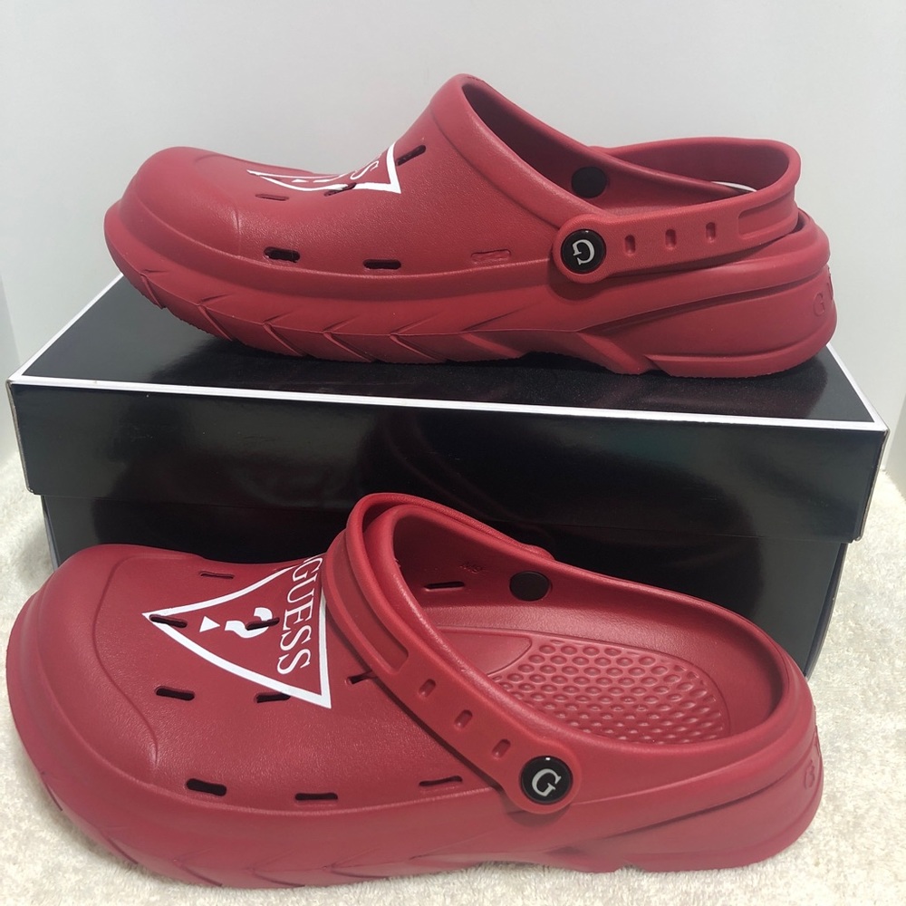 GUESS Mens Croc Style Dark Red Shoes Delray US SZ 9M New in Box LCBGC4